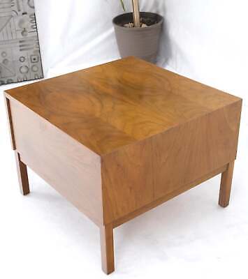 Large Oversize Cube Shape Square 2 Drawers Light Walnut Nightstand Table Mint