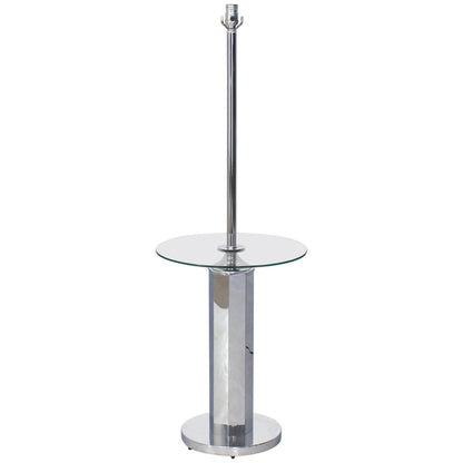 Chrome and Glass Floor Lamp Round Side Table