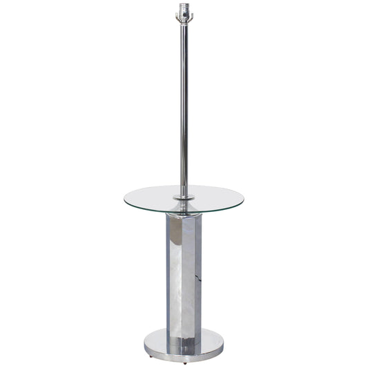 Chrome and Glass Floor Lamp Round Side Table