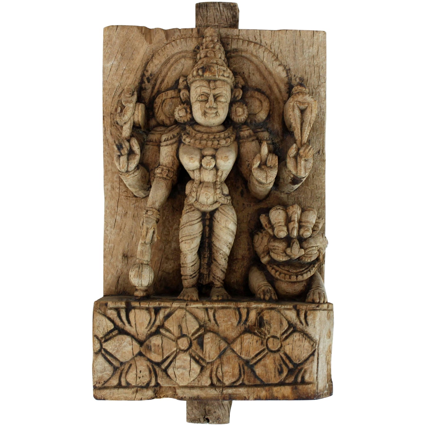 Heavily Carved Old Indian Goddess Plaque