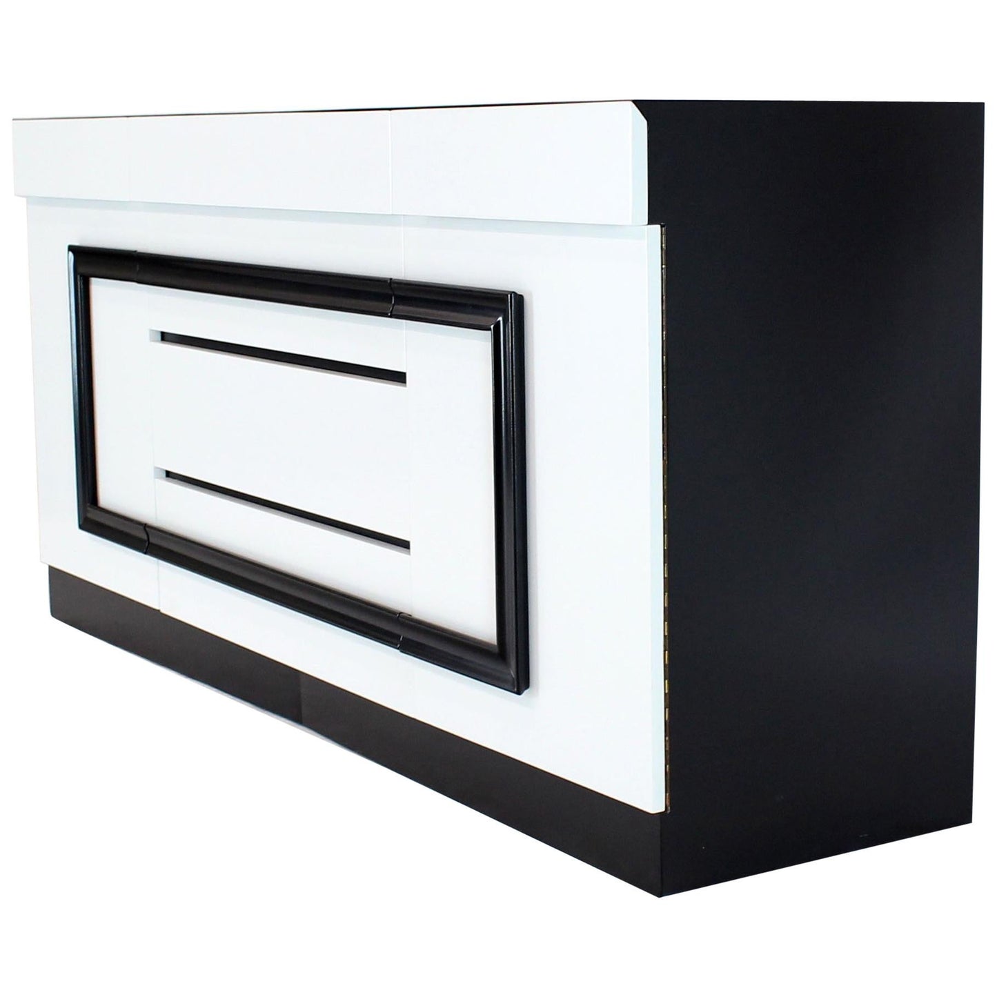 Two-Tone Black and White Lacquer 10 Drawers Dresser Cabinet