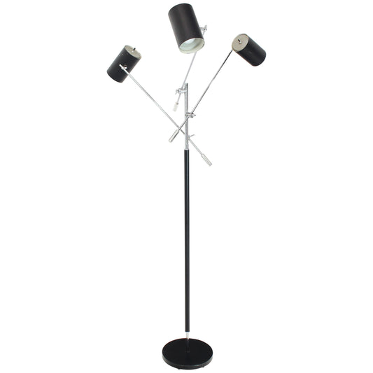 EstablishedLines Adjustable Black and Chrome Triennale Floor Lamp by Sonneman Arredoluce Style