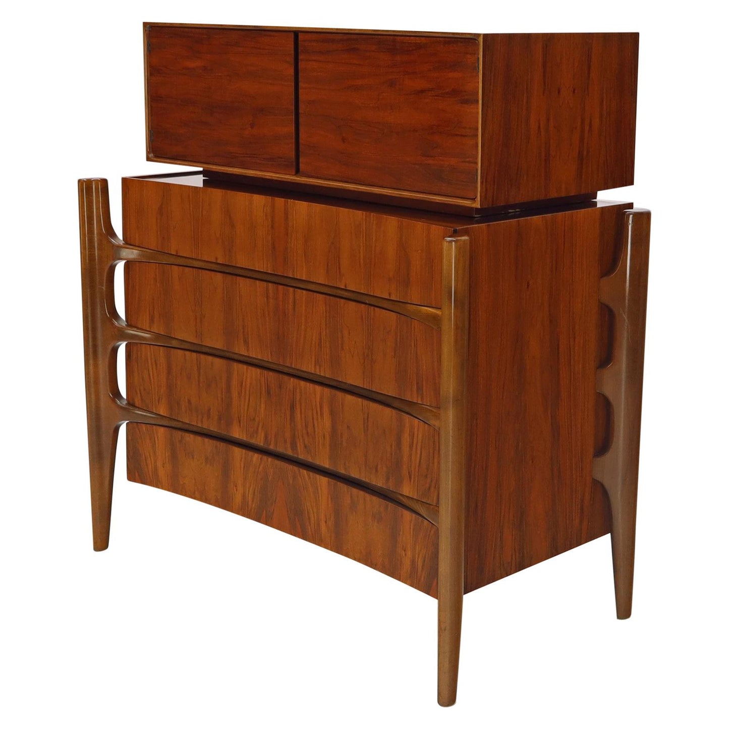 William Hinn 2 Pieces Swedish Modern Chest on Chest Dresser Gentleman Chest