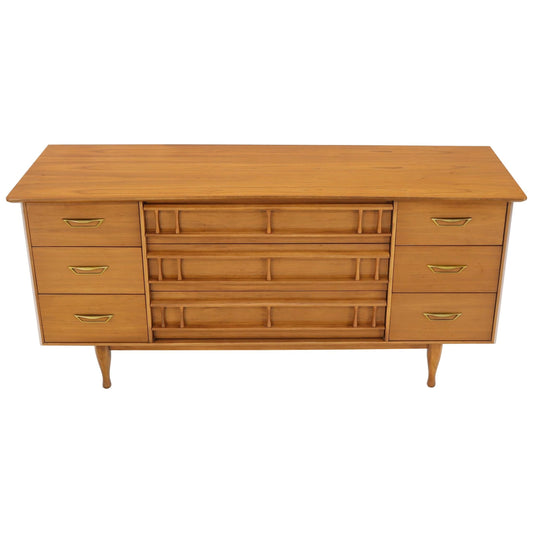 Mid-Century Modern Light American Walnut 9 Drawers Dresser