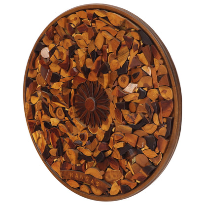 Round Wooden Wall Plaque Sculpture Sunburst