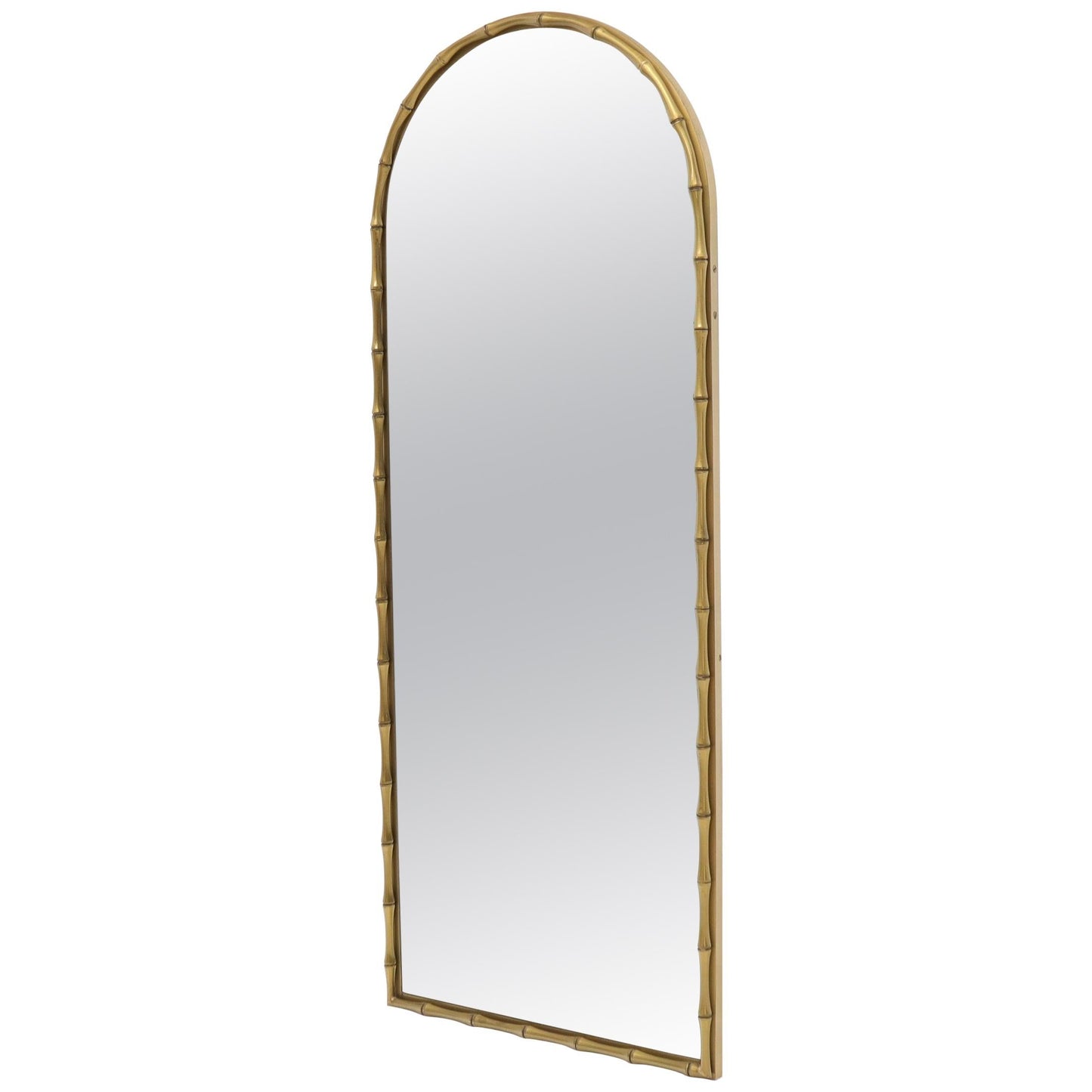 Dome Shape Metal Frame Faux Bamboo Mirror