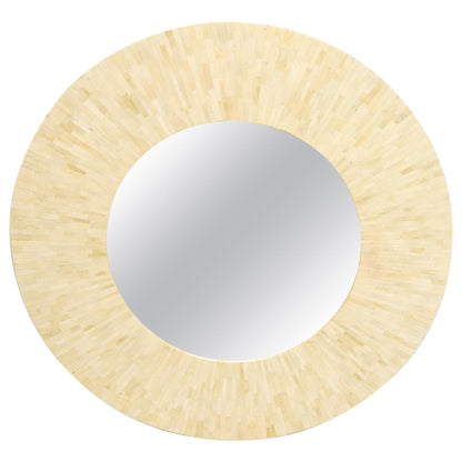 Large Round Sunburst Shape Bone Tiles Mirror