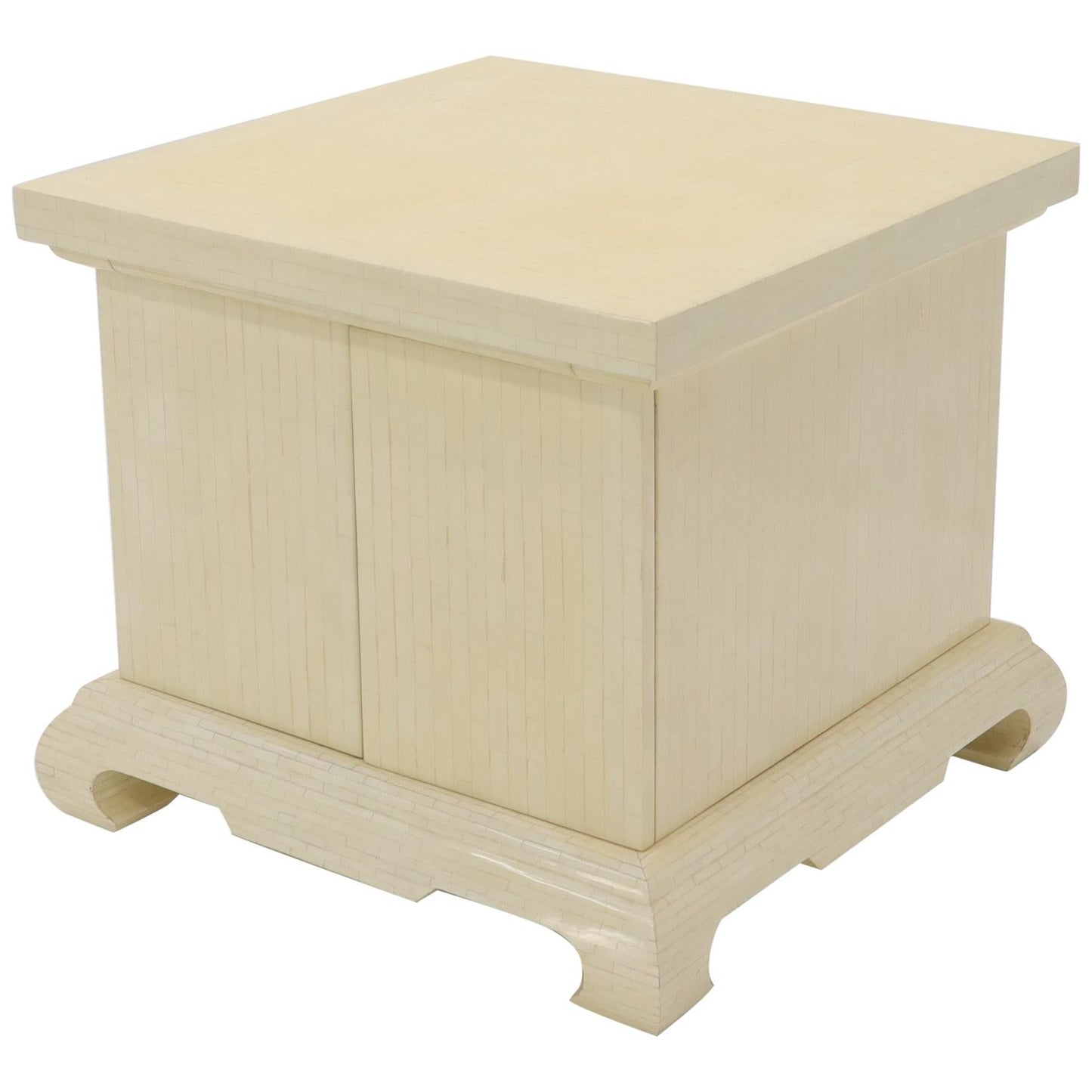 Large Oversize Tessellated Bone Accent Stand Cabinet Side End Table