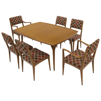 Seven Piece Cerused Oak Dining Room, attributed Paul Laszlo, 2 Extension Boards