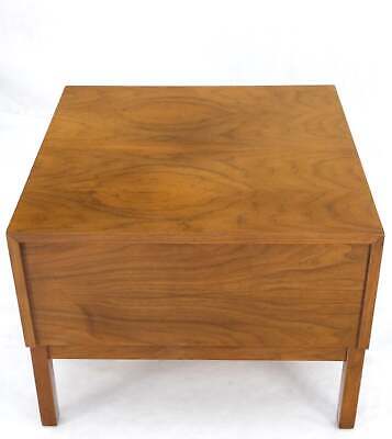 Large Oversize Cube Shape Square 2 Drawers Light Walnut Nightstand Table Mint