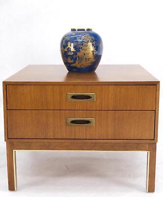 Large Oversize Cube Shape Square 2 Drawers Light Walnut Nightstand Table Mint