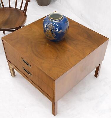 Large Oversize Cube Shape Square 2 Drawers Light Walnut Nightstand Table Mint