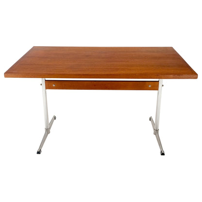 Teak & Chrome Base Mid Century Danish Modern Petit Desk Console Writing Table