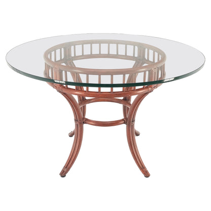 Large Round Bamboo Glass Top MCM Dining Dinette Table by McGuire MINT!