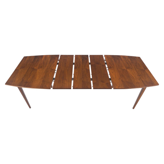 Danish Mid Century Modern Walnut Butterfly Accents Boat Shape Dining Table MINT!