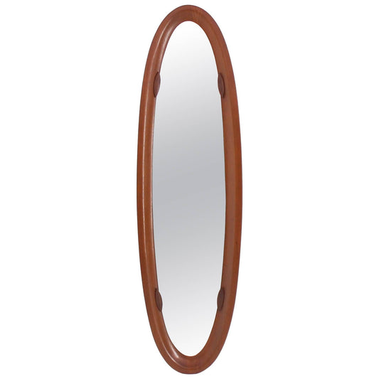 Large Molded Teak Frame Wall Mirror