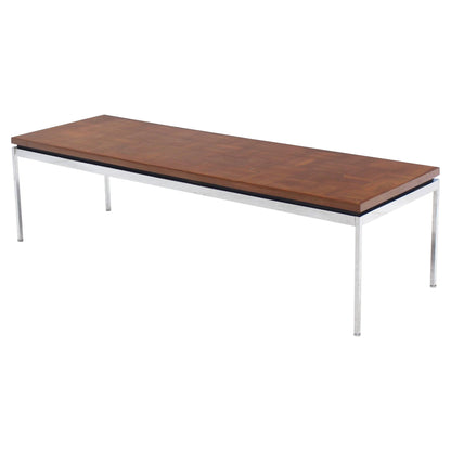 Solid Stainless Steel Heavy Base Rectangular Coffee Table with Parquet Top