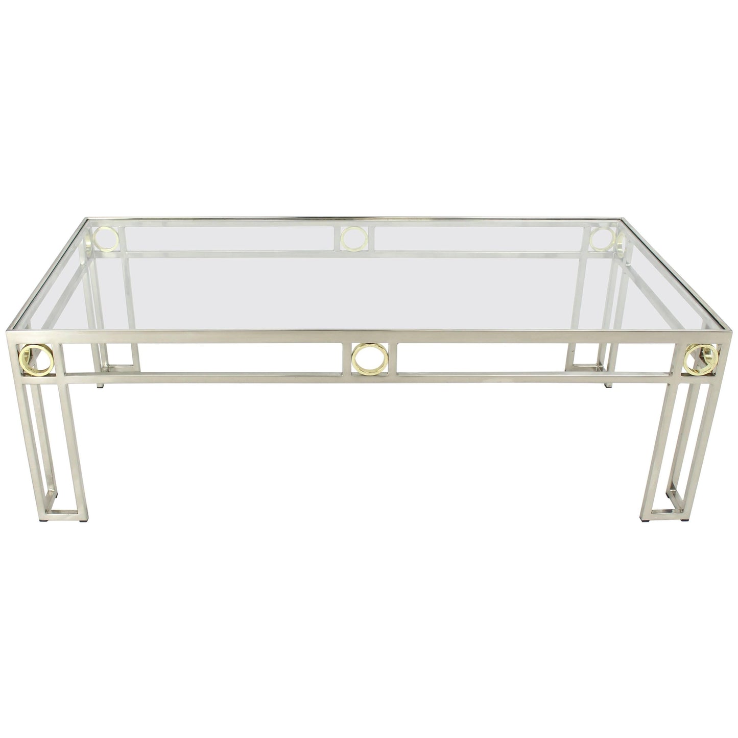 Brass Chrome Glass Rectangular Coffee Table