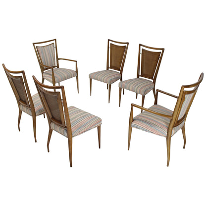 Set of Six Mid-Century Modern Walnut Dining Chairs by Widdicomb in Ponti Style