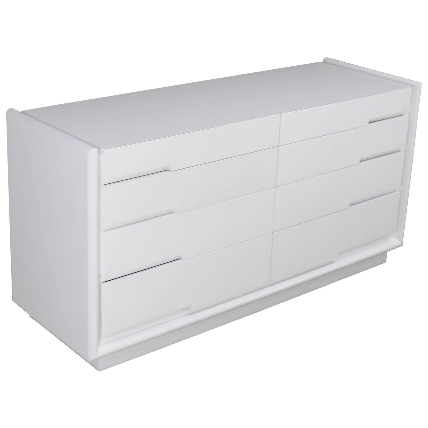 White Lacquer Eight Drawers Mid-Century Modern Double Dresser