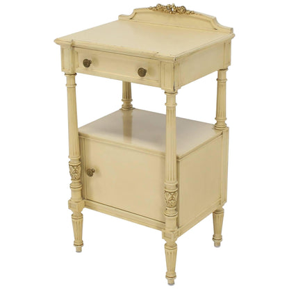 Flint Horner Carved Painted White Stand One Door One Draw Cabinet Stand