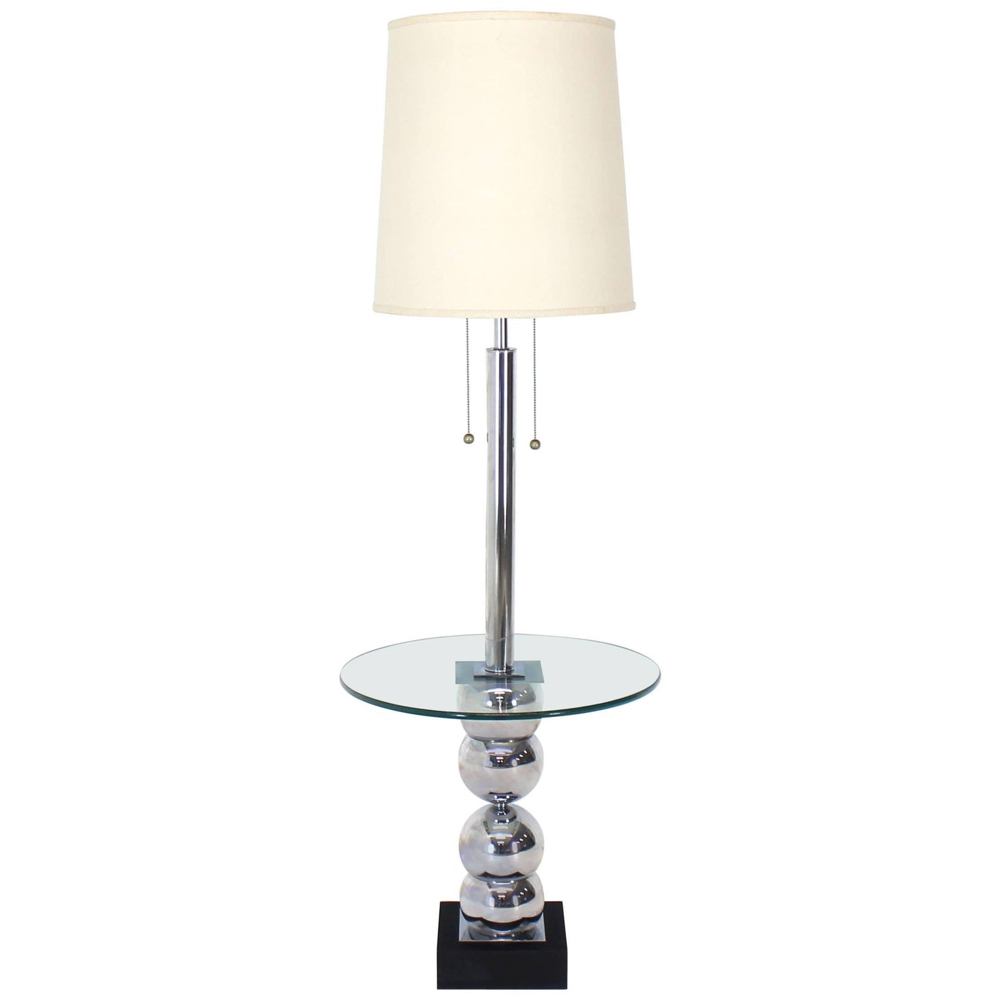 Stacked Chrome Globes Base Glass Side Table Floor Lamp