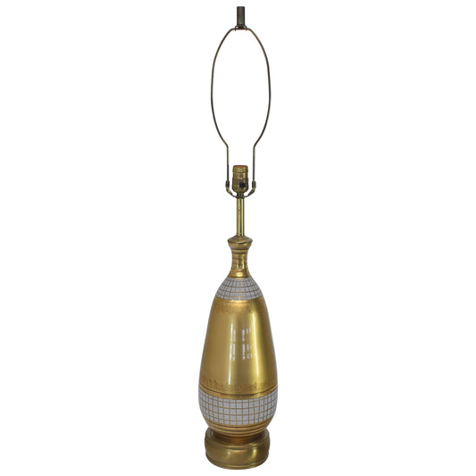 Gold Tone Glass Vase Shape Table Lamp