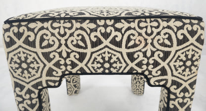 Pair of Square Upholstered Black & White Benches in Style of Billy Baldwin