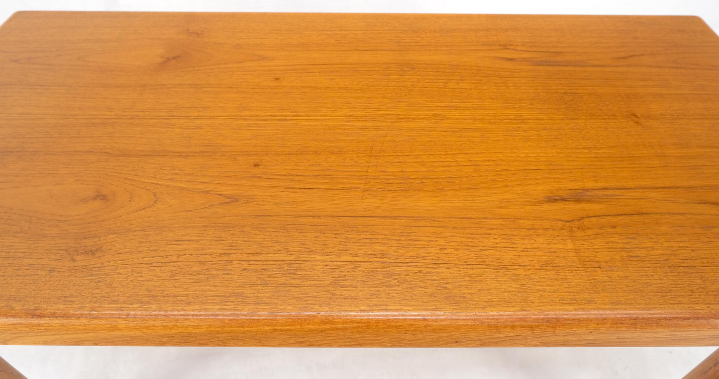 Danish Mid Century Modern Compact Rectangle Solid Teak Legs Coffee Table MINT