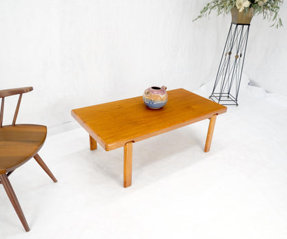 Danish Mid Century Modern Compact Rectangle Solid Teak Legs Coffee Table MINT