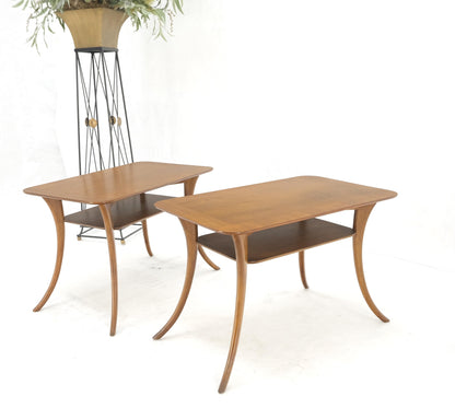 Pair of Rectangle Light Walnut Klismos End Side Tables by Gibings for Widdicomb