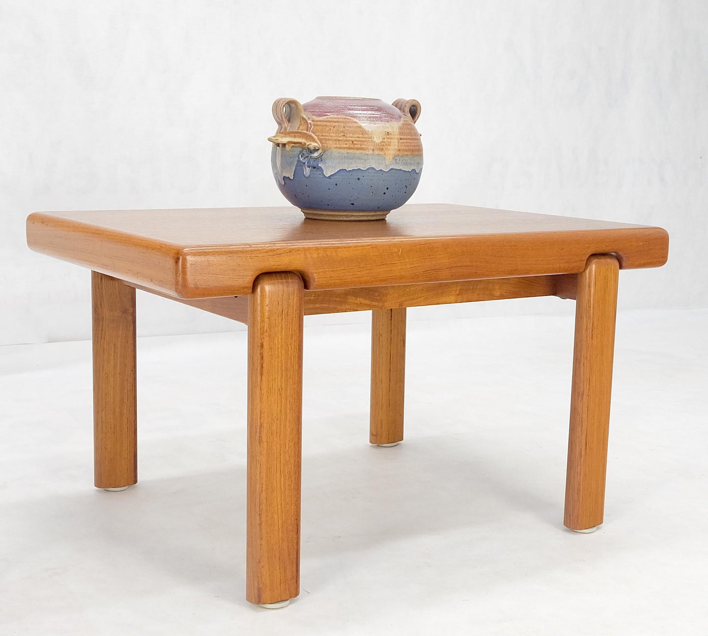 Danish Mid Century Modern Solid Teak Legs Compact Rectangle Coffee Table MINT!