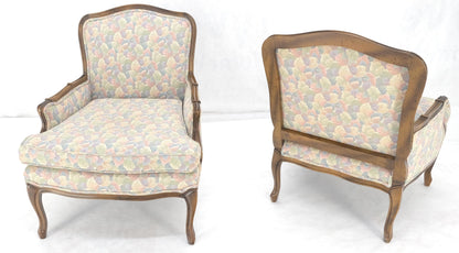 Pair of Country French Light Fruitwood Armchairs Lounge Club Chairs Floral MINT!