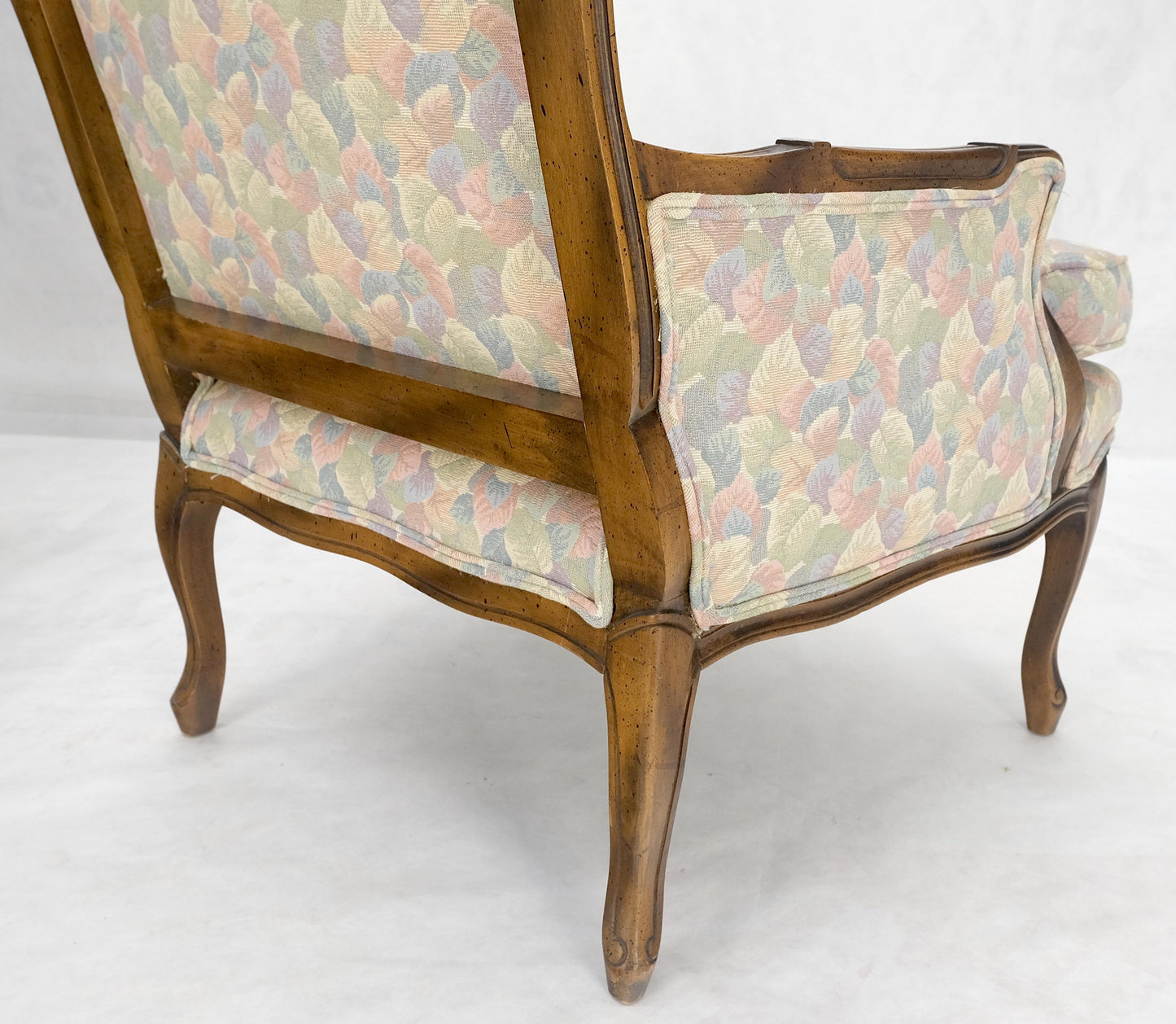 Pair of Country French Light Fruitwood Armchairs Lounge Club Chairs Floral MINT!