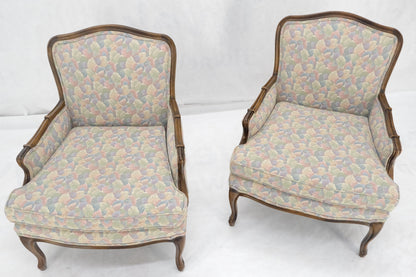 Pair of Country French Light Fruitwood Armchairs Lounge Club Chairs Floral MINT!