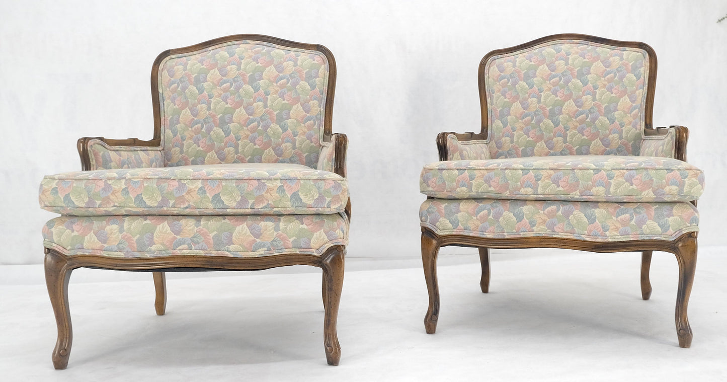 Pair of Country French Light Fruitwood Armchairs Lounge Club Chairs Floral MINT!