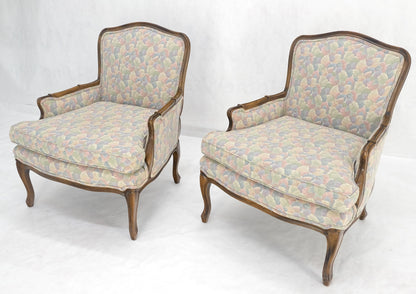 Pair of Country French Light Fruitwood Armchairs Lounge Club Chairs Floral MINT!