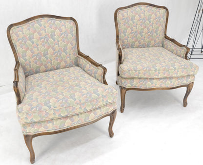 Pair of Country French Light Fruitwood Armchairs Lounge Club Chairs Floral MINT!