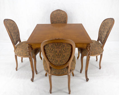 Country French Carved Italian Two Drawers Dining Game Table 4 Chairs Set MINT!