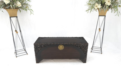 Ebonized Carved Teak Cedar Lined Brass Latch c. 1920s Trunk Hope Chest CLEAN!