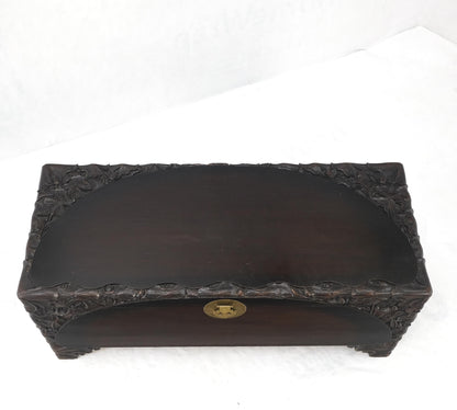 Ebonized Carved Teak Cedar Lined Brass Latch c. 1920s Trunk Hope Chest CLEAN!