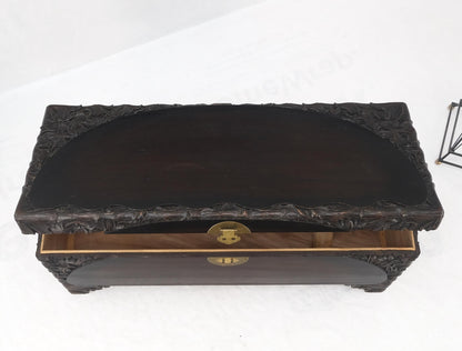 Ebonized Carved Teak Cedar Lined Brass Latch c. 1920s Trunk Hope Chest CLEAN!