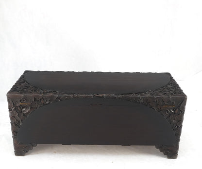 Ebonized Carved Teak Cedar Lined Brass Latch c. 1920s Trunk Hope Chest CLEAN!