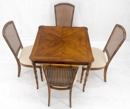 Faux Bamboo Compact Dining 34x34 Game Table 1 Leaf  4 Chairs Set MINT!