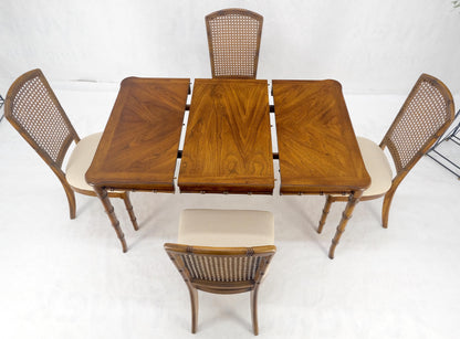 Faux Bamboo Compact Dining 34x34 Game Table 1 Leaf  4 Chairs Set MINT!