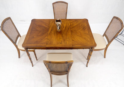 Faux Bamboo Compact Dining 34x34 Game Table 1 Leaf  4 Chairs Set MINT!