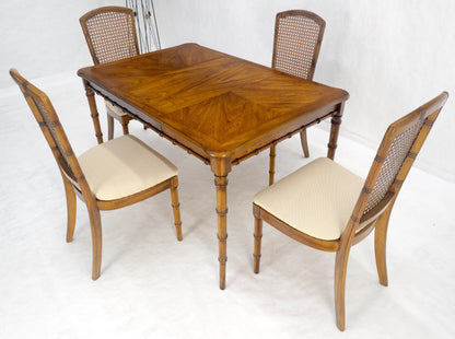 Faux Bamboo Compact Dining 34x34 Game Table 1 Leaf  4 Chairs Set MINT!