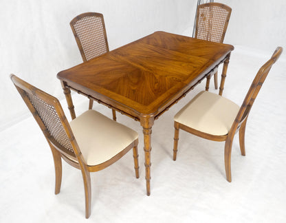 Faux Bamboo Compact Dining 34x34 Game Table 1 Leaf  4 Chairs Set MINT!