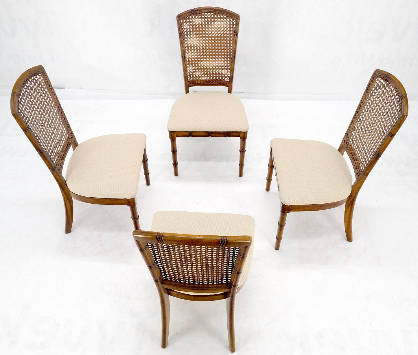 Faux Bamboo Compact Dining 34x34 Game Table 1 Leaf  4 Chairs Set MINT!