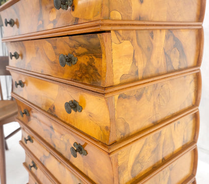 Lift Top Mirror Compartment "Stack ofBooks" 6 Drawers Italian Olive Wood Dresser